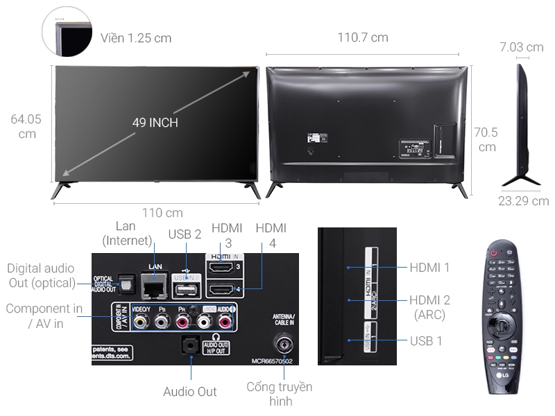 Thông số kỹ thuật Smart Tivi LG 49 inch 49UJ652T