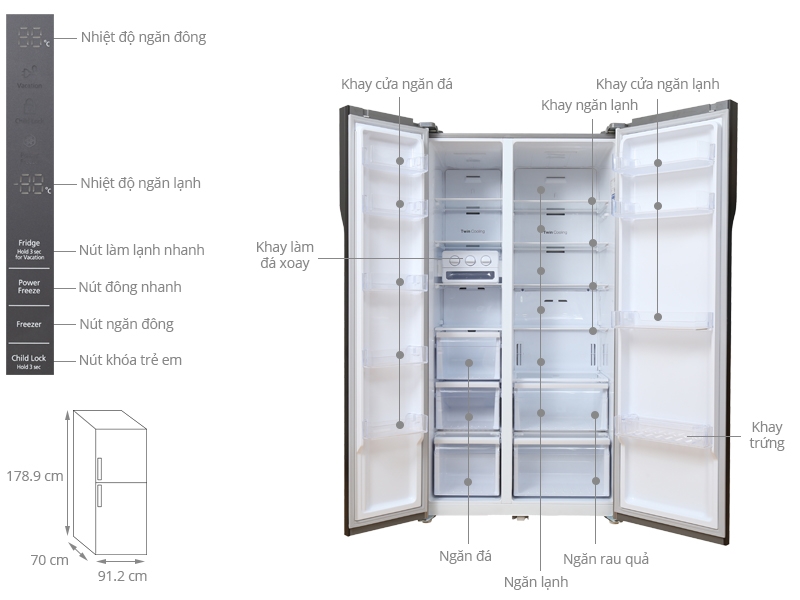 Thông số kỹ thuật Tủ lạnh Samsung 548 lít RS552NRUA9M/SV