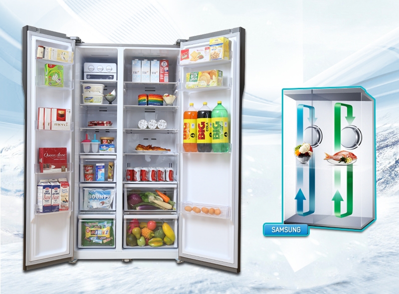 Tủ lạnh Samsung RS552NRUA9M/SV còn được trang bị hệ thống 2 dàn lạnh riêng biệt 