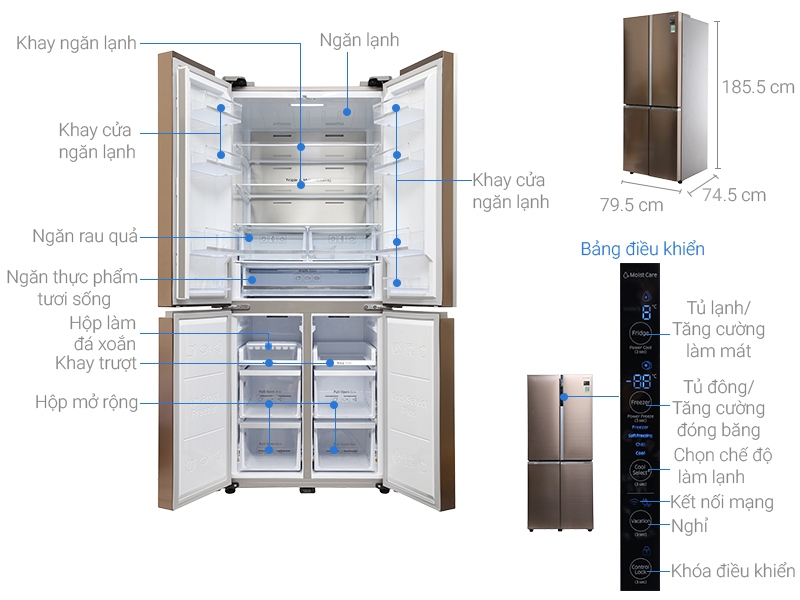 Thông số kỹ thuật Tủ lạnh Samsung 518 lít RF50K5961DP/SV