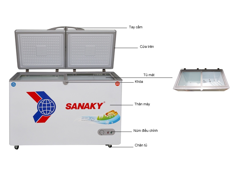 Tủ đông Sanaky VH3699W1 369 lít dàn đồng 2 chế độ