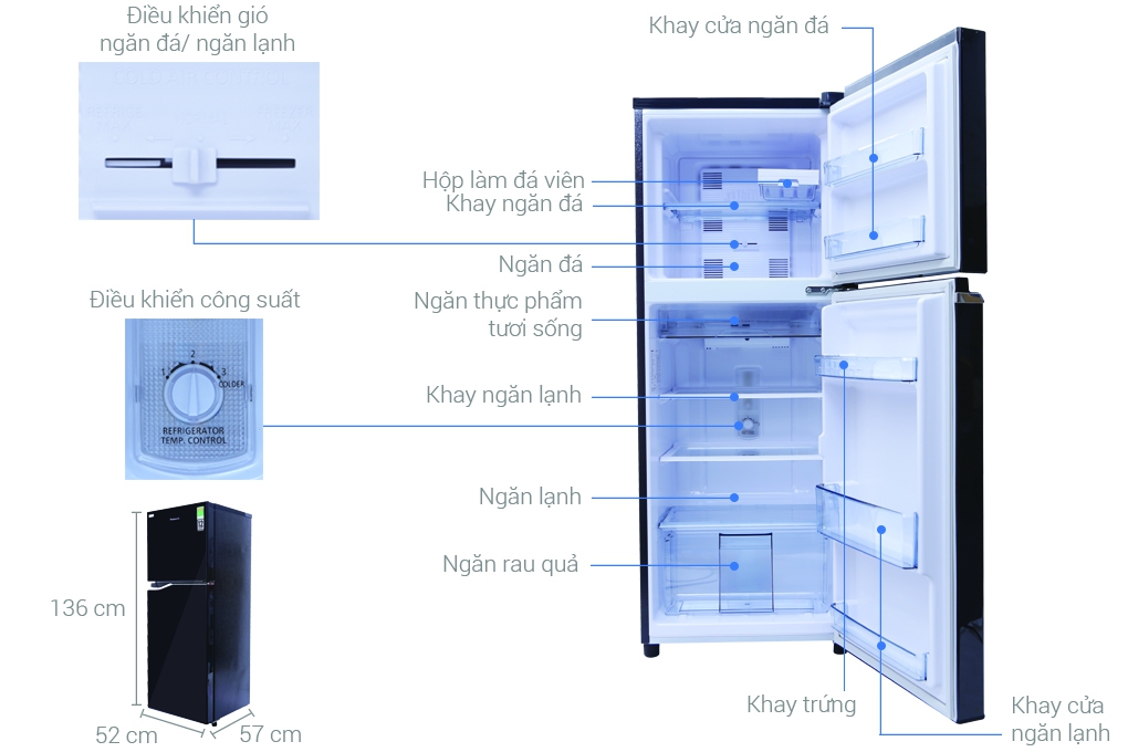 Thông số kỹ thuật Tủ lạnh Panasonic Inverter 188 lít NR-BA228PKV1