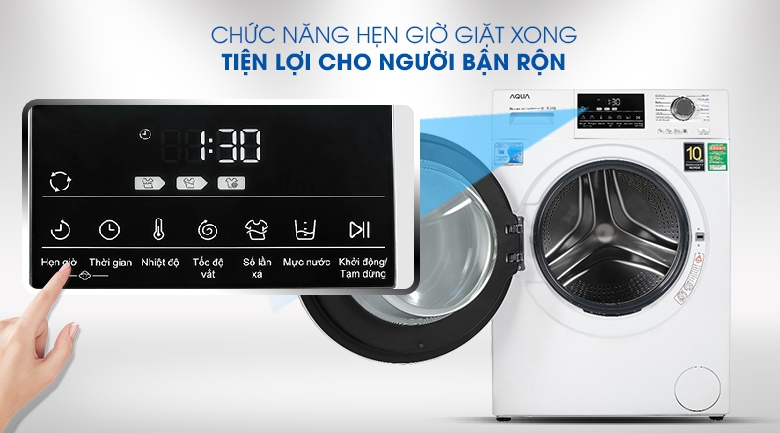 Tính năng hẹn giờ giặt xong - Máy giặt Aqua Inverter 8.5 kg AQD-D850E W 
