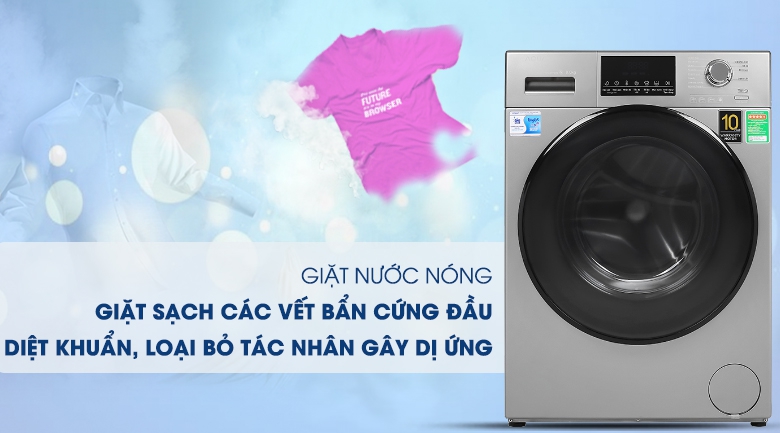 Giặt nước nóng-Máy giặt Aqua Inverter 9 kg AQD-D900F S