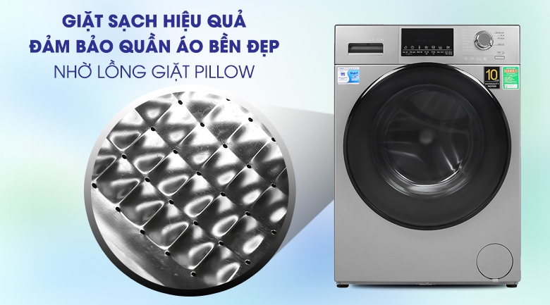 Pillow-Máy giặt Aqua Inverter 9 kg AQD-D900F S