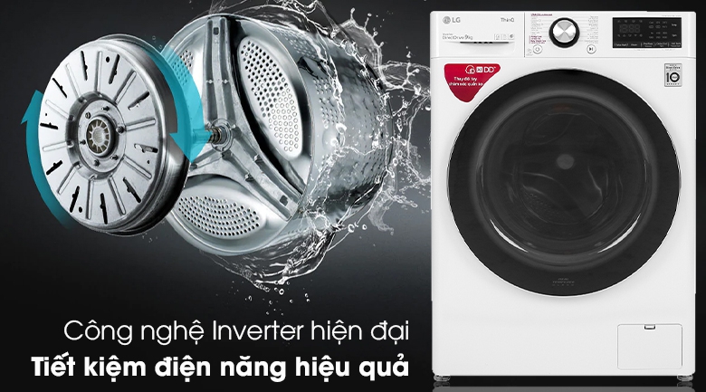 Máy giặt LG Inverter 9 kg FV1409S2W  - Công nghệ Inverter hiện đại
