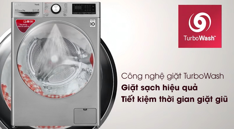 Máy giặt LG Inverter 9 kg FV1409S2V - Công nghệ giặt TurboWash