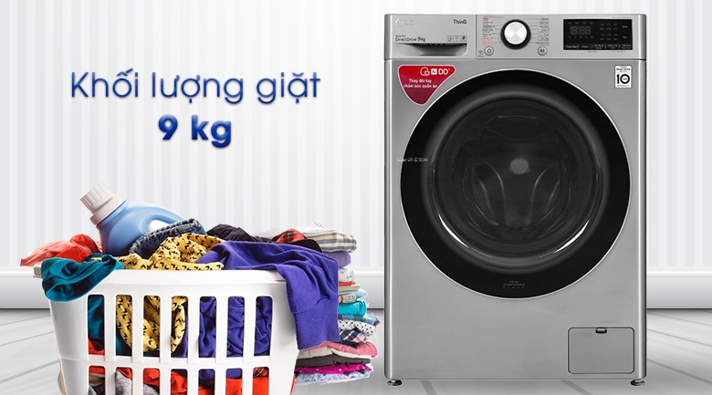 Máy giặt LG Inverter 9 kg FV1409S2V - Khối lượng giặt 9kg