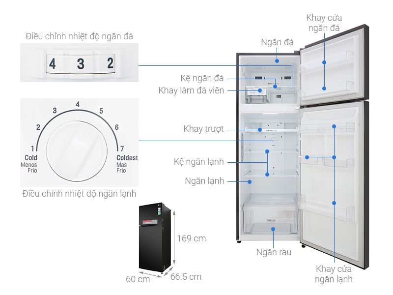 Thông số kỹ thuật Tủ lạnh LG Inverter 315 lít GN-M315BL