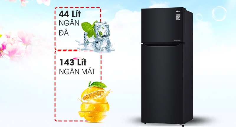 Tủ lạnh LG Inverter 187 lít GN-L205WB-Dung tích 187 lít, phù hợp gia đình nhỏ (2 - 3 thành viên)